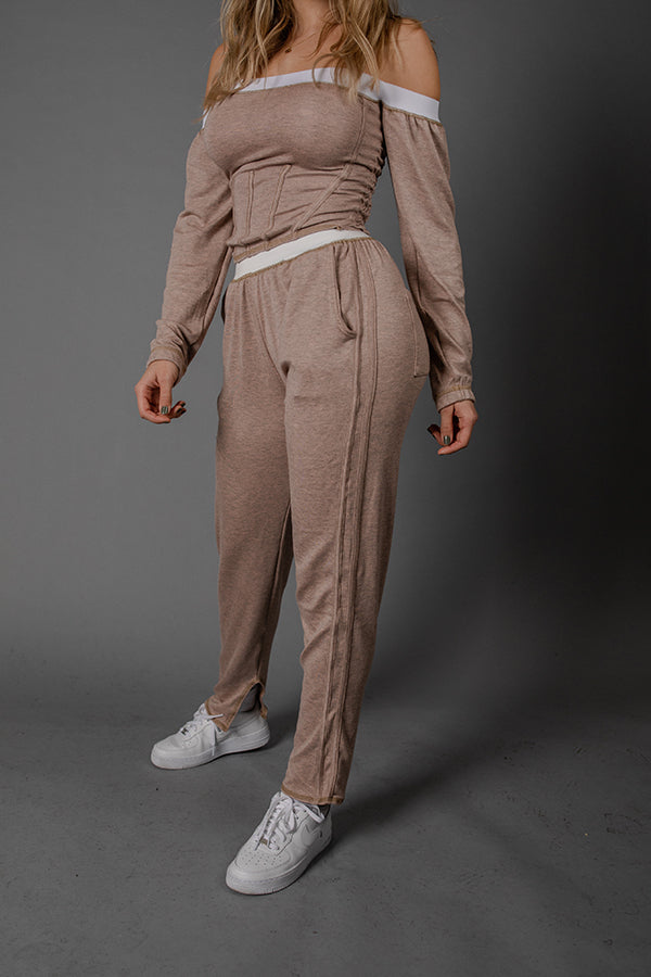 Dusty Pink French Terry Bardot Set