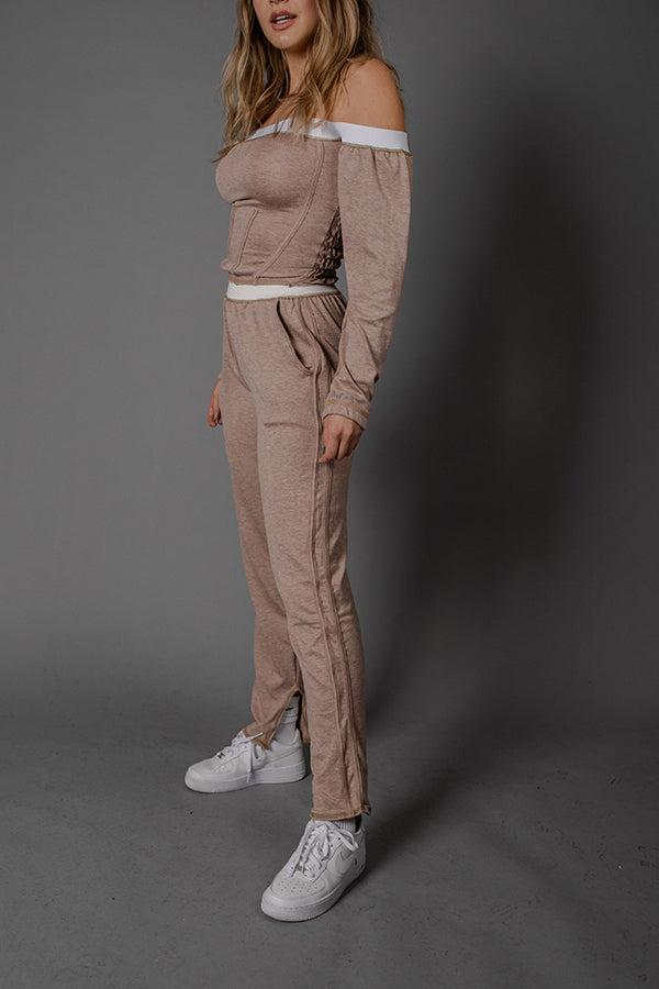 Dusty Pink French Terry Bardot Set (Bulk)