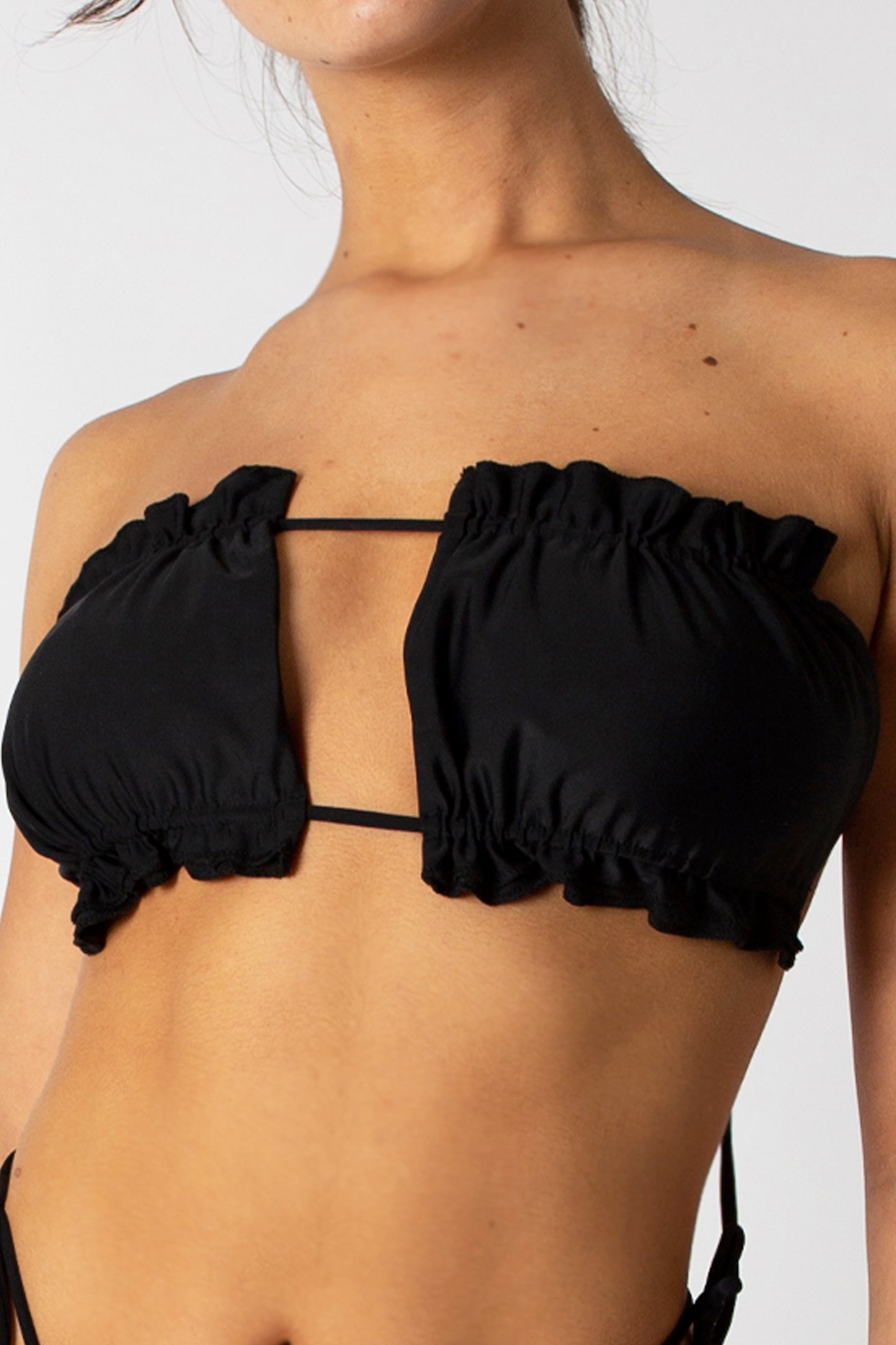 Ruched Black Bikini Top (6pc)