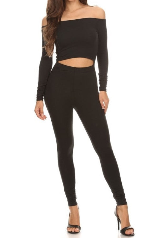 Off The Shoulder Unitard - Cotton Lycra