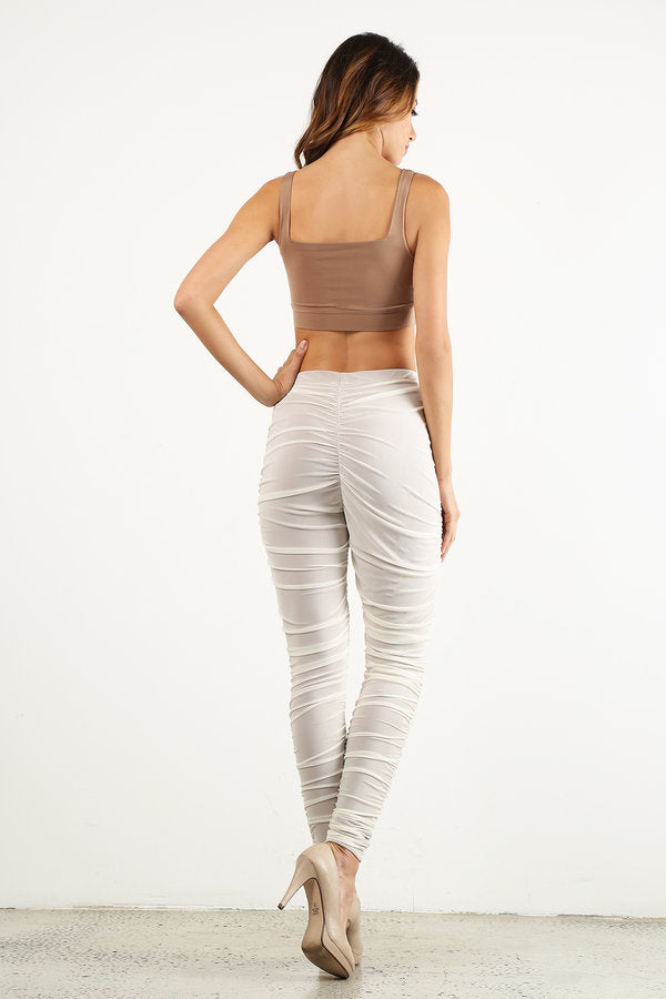 White Ruched Legging