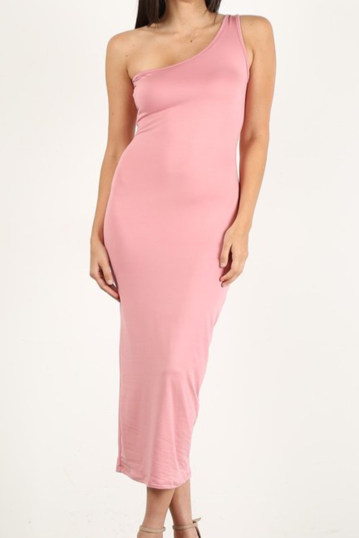 One Shoulder Bodycon Dress-12 Color – L.A. Apparel