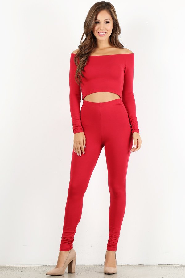 Off The Shoulder Unitard - Cotton Lycra