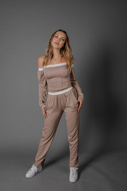 Dusty Pink French Terry Bardot Set