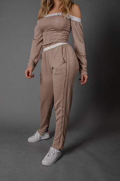 Dusty Pink French Terry Bardot Set