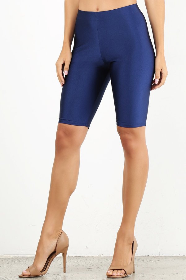 Navy Shiny Biker Shorts (Bulk)