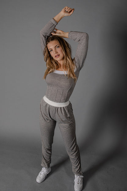 Heather Grey French Terry Bardot Set