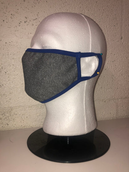 Grey Chambray Dodger Blue Edge Face Mask