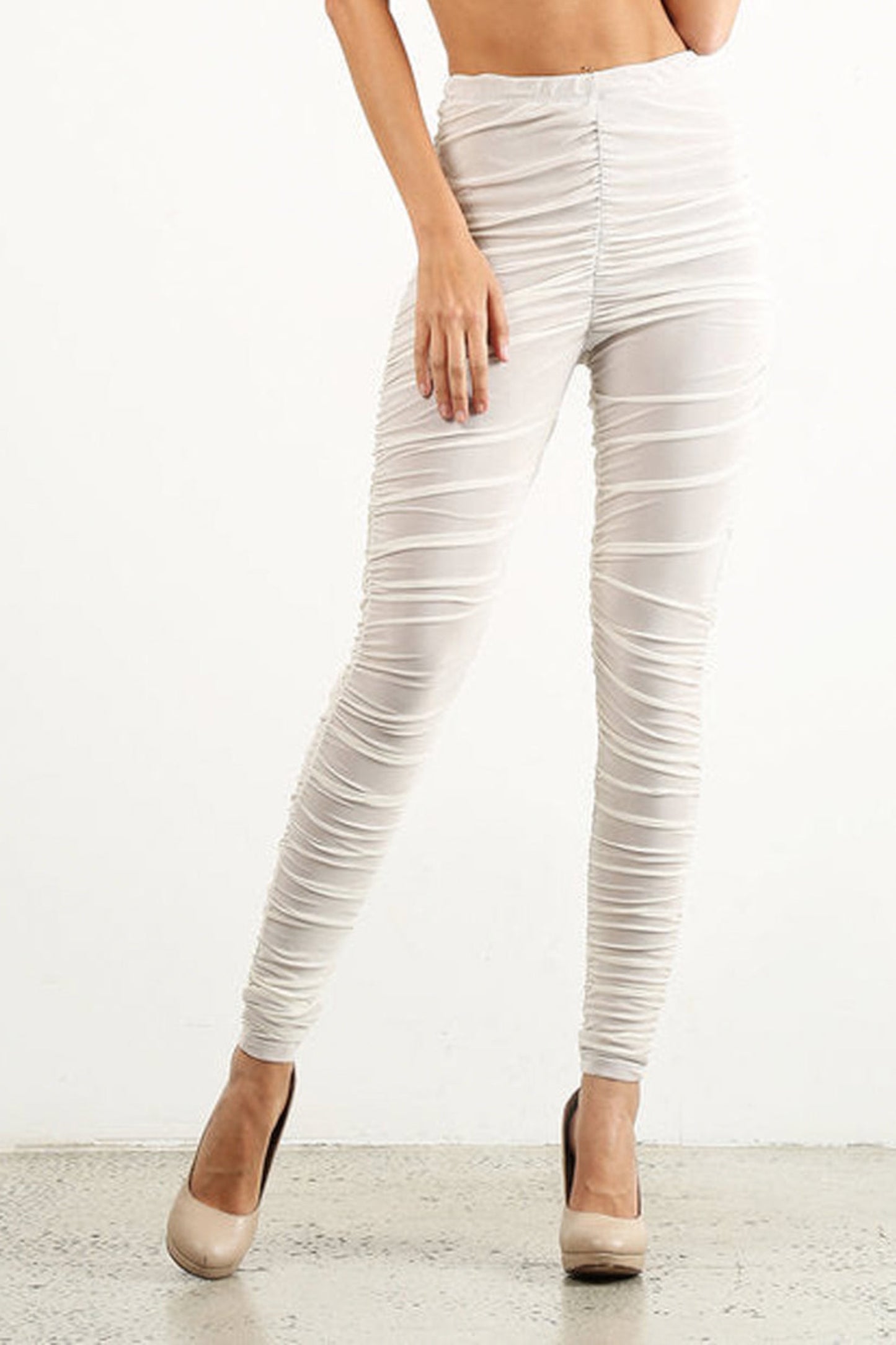 White Ruched Legging