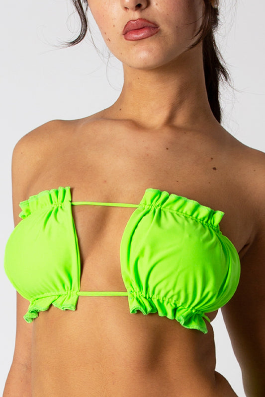 Ruched Neon Green  Bikini Top (6pc)