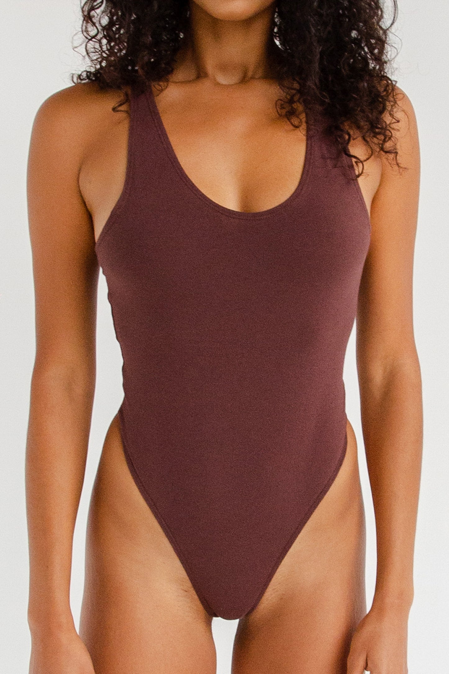 Racerback Thong Bodysuit-Cotton Lycra