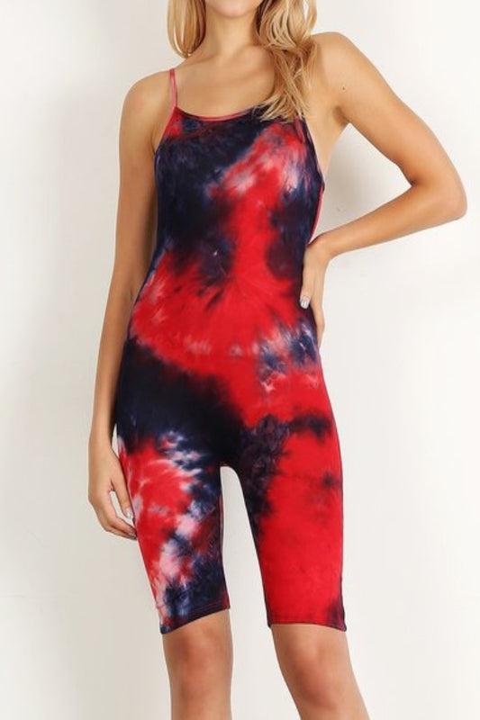 Red Dye Capri Jumpsuit